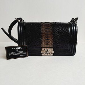 Chanel Black Python Medium Boy Flap Bag